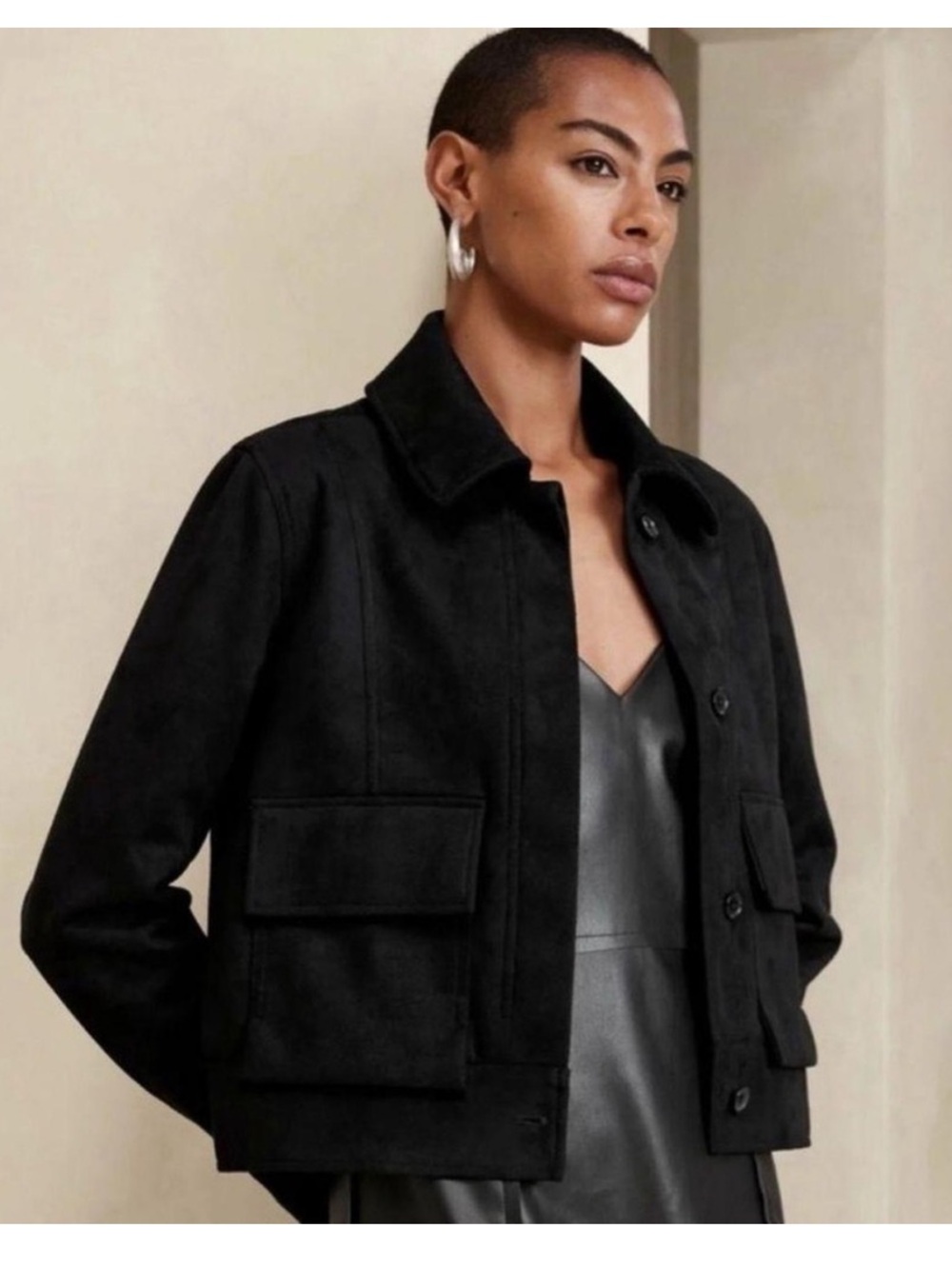 NWT Banana Republic Factory Black Vegan Suede Jacket